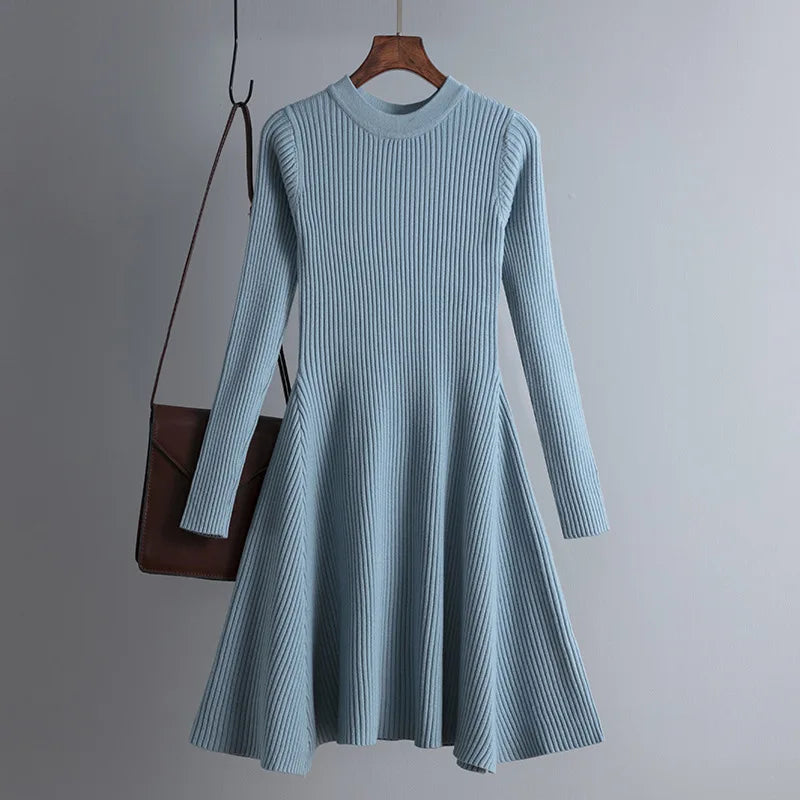 Basic autumn winter short thick sweater dress elegant knit dress women slim mini dress Female chic knit sexy dress