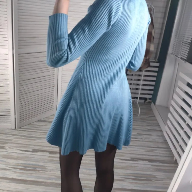 Basic autumn winter short thick sweater dress elegant knit dress women slim mini dress Female chic knit sexy dress