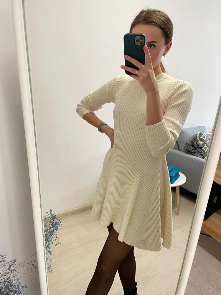 Basic autumn winter short thick sweater dress elegant knit dress women slim mini dress Female chic knit sexy dress