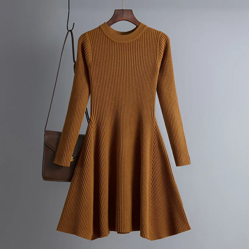 Basic autumn winter short thick sweater dress elegant knit dress women slim mini dress Female chic knit sexy dress