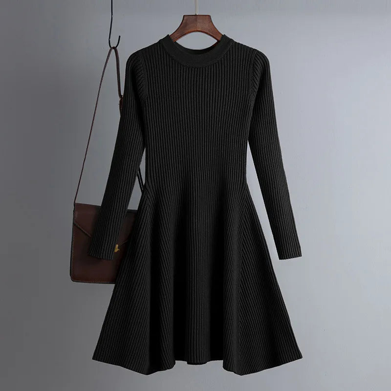 Basic autumn winter short thick sweater dress elegant knit dress women slim mini dress Female chic knit sexy dress