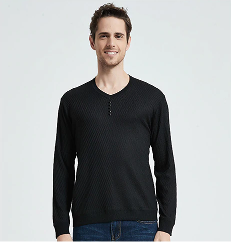 Sweater Men Casual V-Neck Pullover Slim Fit Long Sleeve Shirt Sweaters Knitted