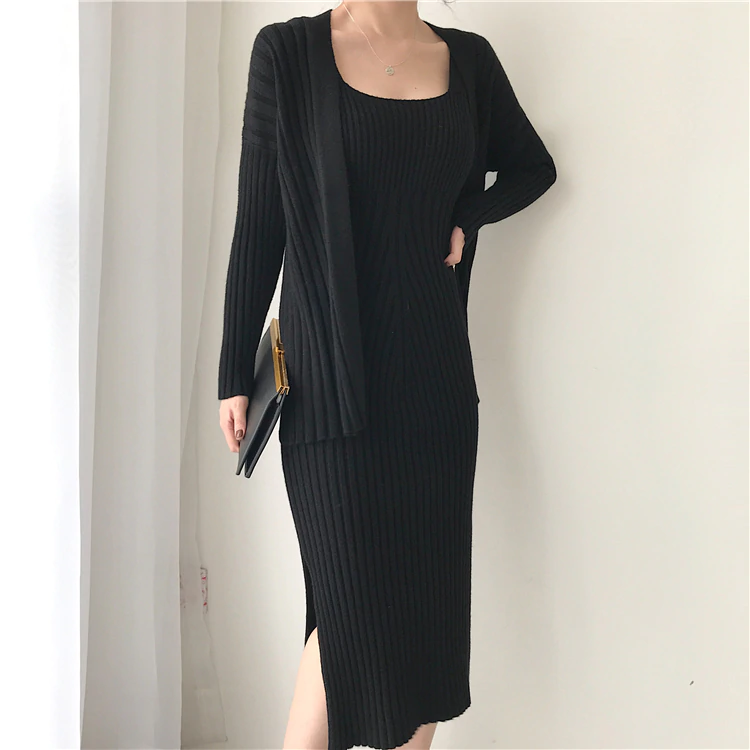 High quality Women's Casual Long Sleeved Cardigan Two Piece Runway
