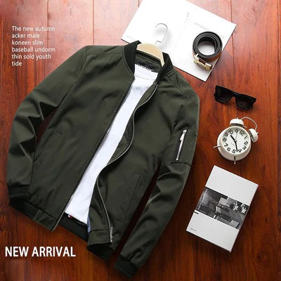 New Men's Bomber Zipper Jacket Male Casual Streetwear Hip Hop Slim Fit Pilot Coat Men Clothing - GigaWorldStore