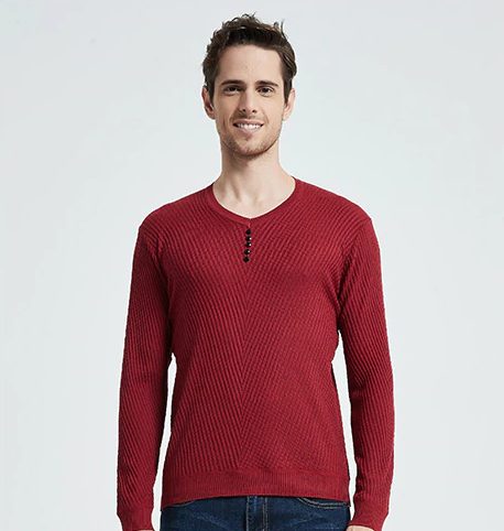 Sweater Men Casual V-Neck Pullover Slim Fit Long Sleeve Shirt Sweaters Knitted