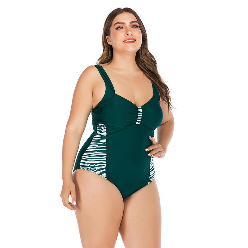 Leopard/Zebra One Piece Swimsuit Push Up Big Breast Women Swimwear Plus Size