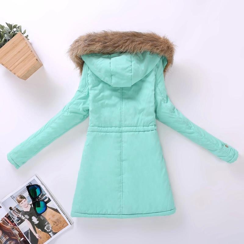 Winter Padded Coats Women Cotton Wadded Jacket Medium Long Parkas Thick Warm Hooded Quilt Snow Outwear