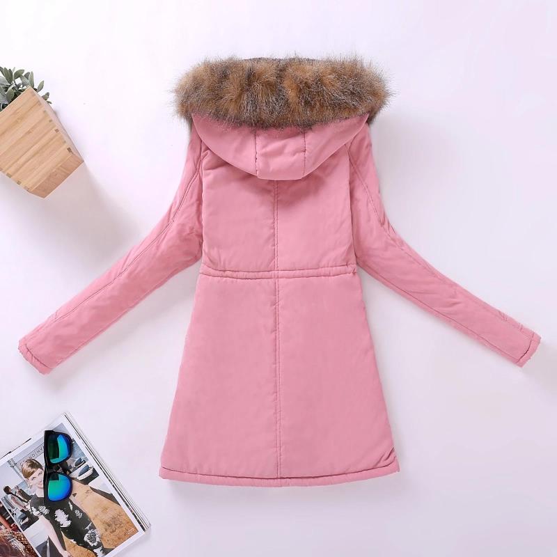 Winter Padded Coats Women Cotton Wadded Jacket Medium Long Parkas Thick Warm Hooded Quilt Snow Outwear