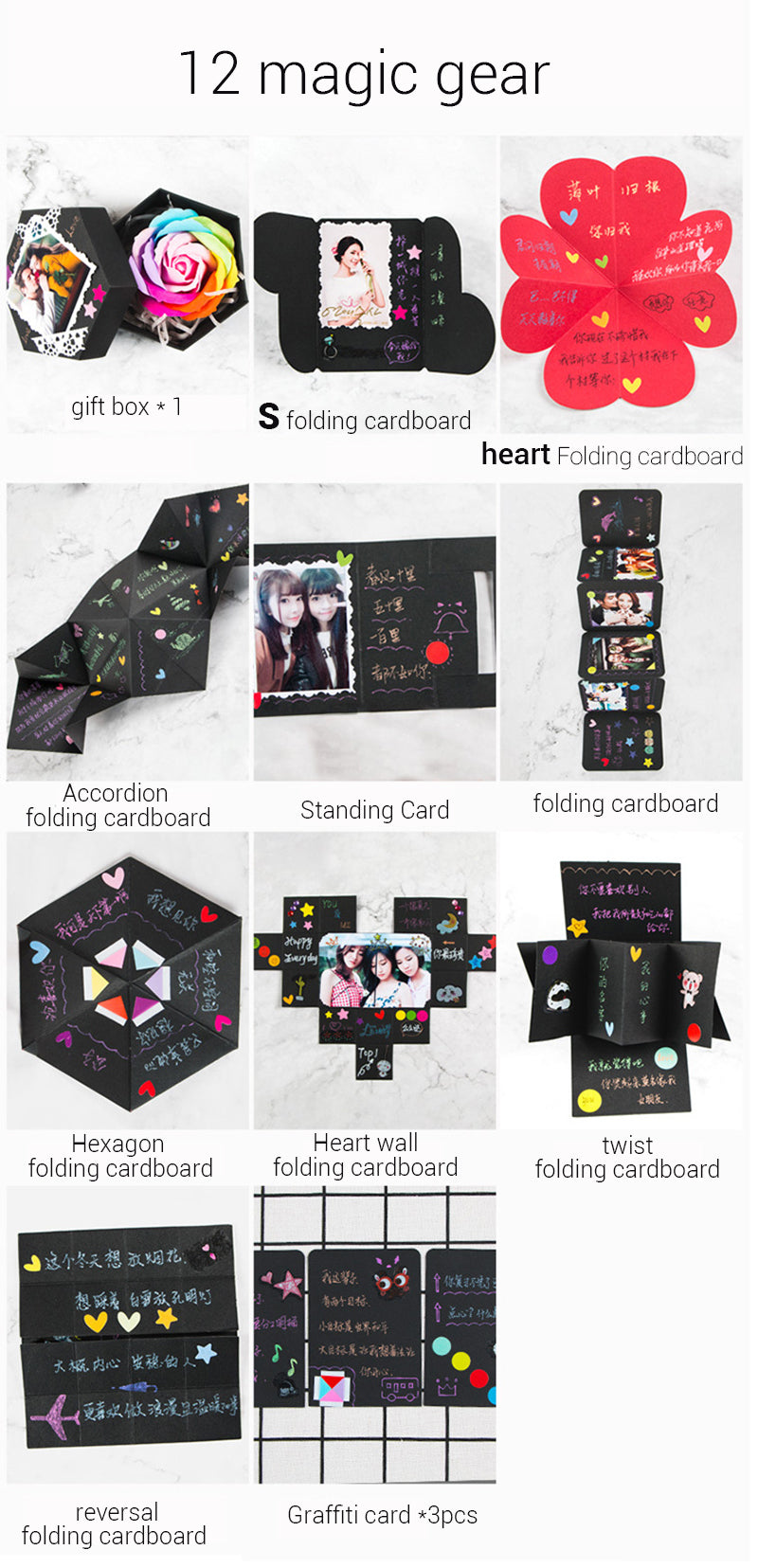 Hexagon Surprise Explosion Box Handmade Scrapbook Photo Album Gift Box - GigaWorldStore