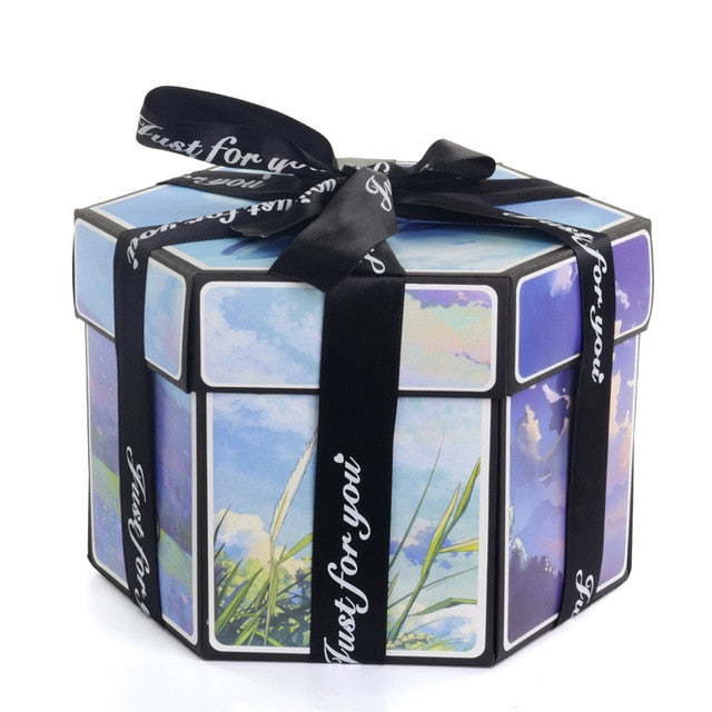 Hexagon Surprise Explosion Box Handmade Scrapbook Photo Album Gift Box - GigaWorldStore
