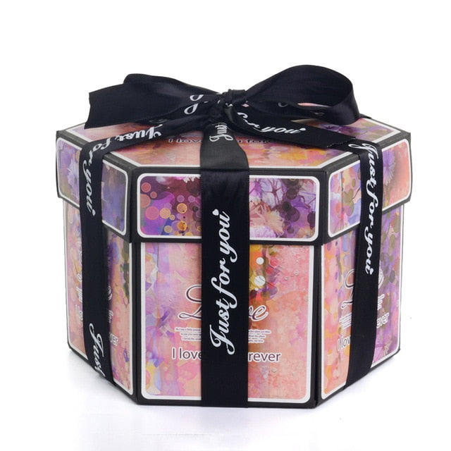 Hexagon Surprise Explosion Box Handmade Scrapbook Photo Album Gift Box - GigaWorldStore