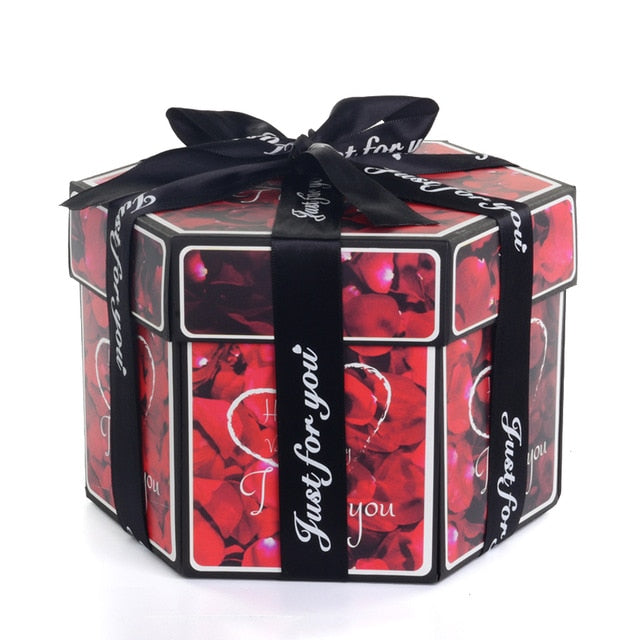 Hexagon Surprise Explosion Box Handmade Scrapbook Photo Album Gift Box - GigaWorldStore
