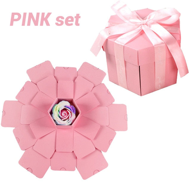 Hexagon Surprise Explosion Box Handmade Scrapbook Photo Album Gift Box - GigaWorldStore