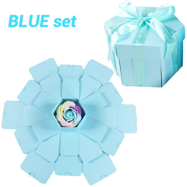 Hexagon Surprise Explosion Box Handmade Scrapbook Photo Album Gift Box - GigaWorldStore