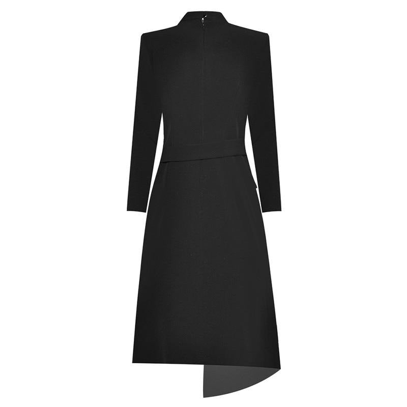 Fashion Designer dress Fall Winter Stand collar Embroidery Elegant Asymmetrical Coat