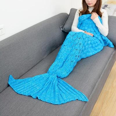 Soft Knitted Mermaid Tail Blanket Crochet Handmade Sleeping Bag