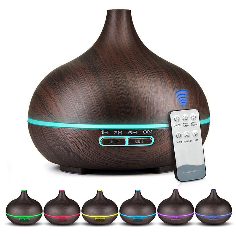 Difusor de aceite esencial de 550ml, humidificador de aire aromático a control remoto, máquina de niebla ultrasónica eléctrica de aromaterapia para casa