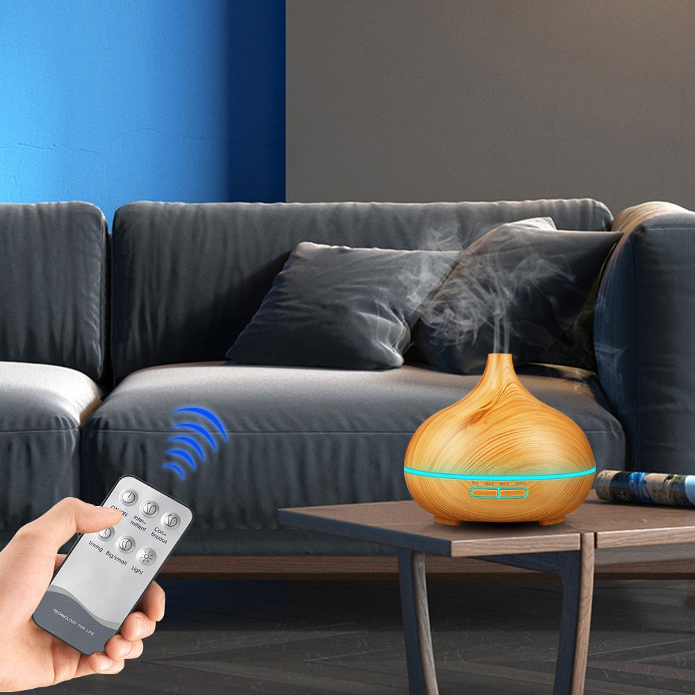 Difusor de aceite esencial de 550ml, humidificador de aire aromático a control remoto, máquina de niebla ultrasónica eléctrica de aromaterapia para casa