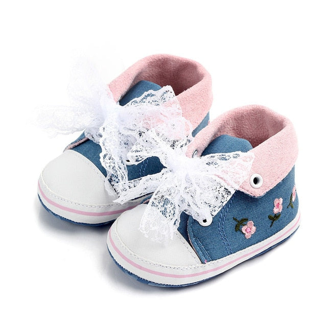 Baby Girl Shoes White Lace Floral Embroidered Soft Shoes Prewalker Walking Toddler Kids Shoes First Walker