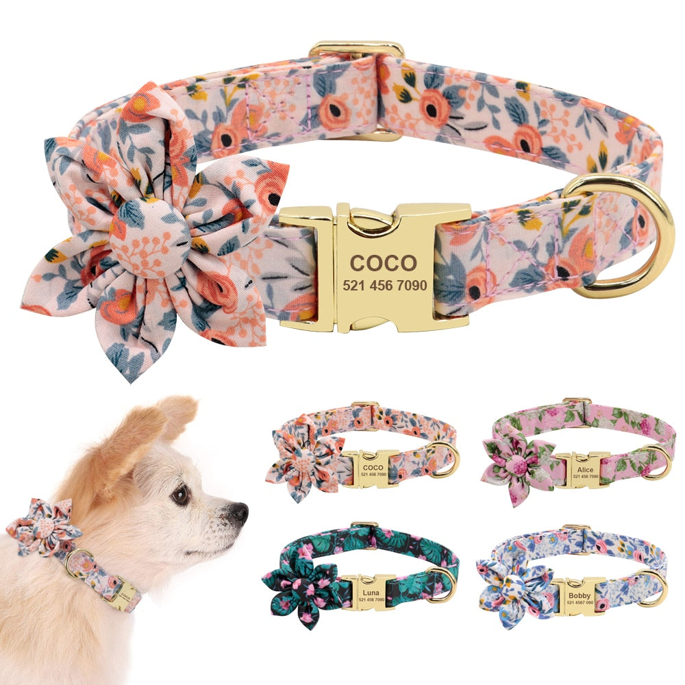 Pet Puppy Cat Collar Custom Nylon Printed Dog Nameplate Personalized Tag Collars