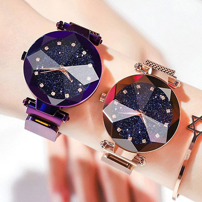 Luxury Women Watches - Magnetic Starry Sky Clock