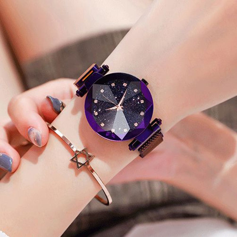 Luxury Women Watches - Magnetic Starry Sky Clock