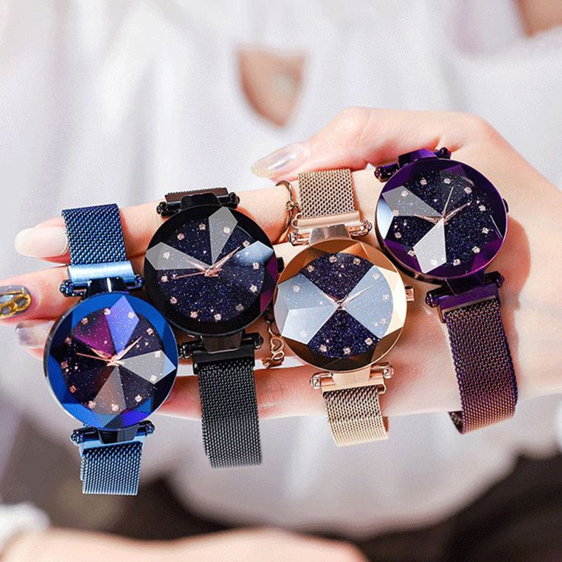 Luxury Women Watches - Magnetic Starry Sky Clock