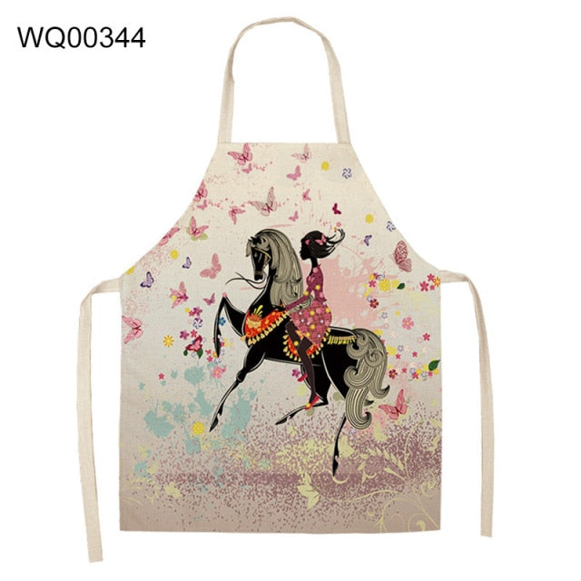 Cute Cartoon Cat Print Kitchen Apron Waterproof Cotton Linen Home Tools