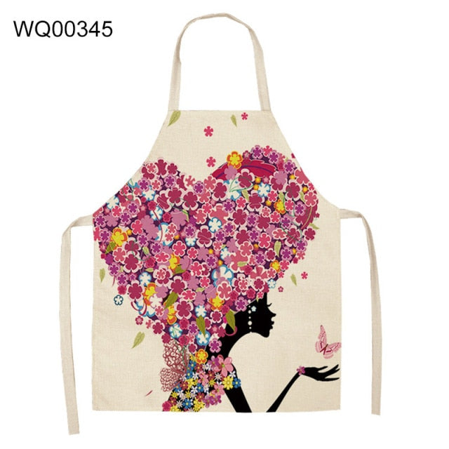 Cute Cartoon Cat Print Kitchen Apron Waterproof Cotton Linen Home Tools
