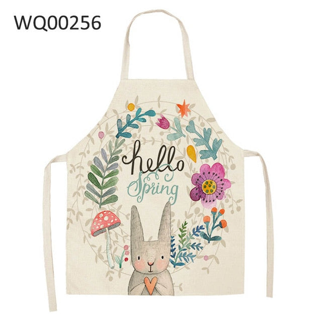 Cute Cartoon Cat Print Kitchen Apron Waterproof Cotton Linen Home Tools