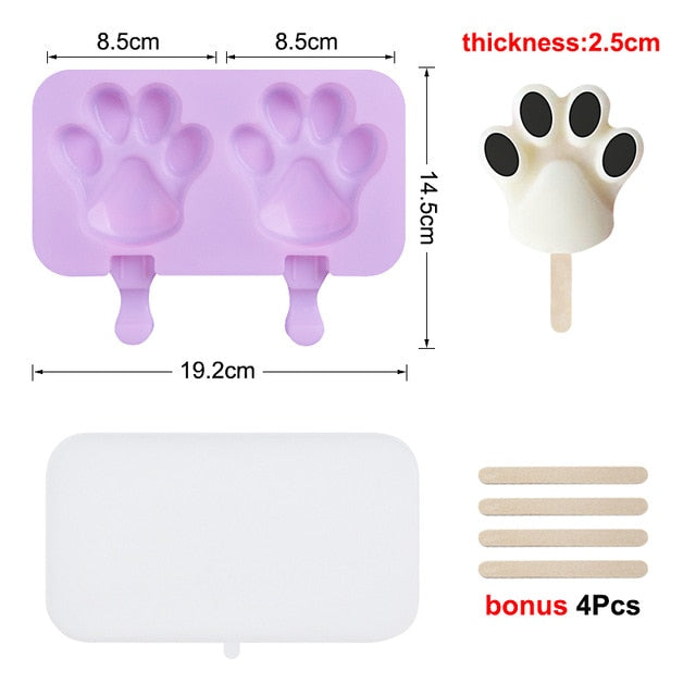 Cute Ice Cream Mold Silicone Popsicle Mold Reusable BPA-Free Ice Pop Mold