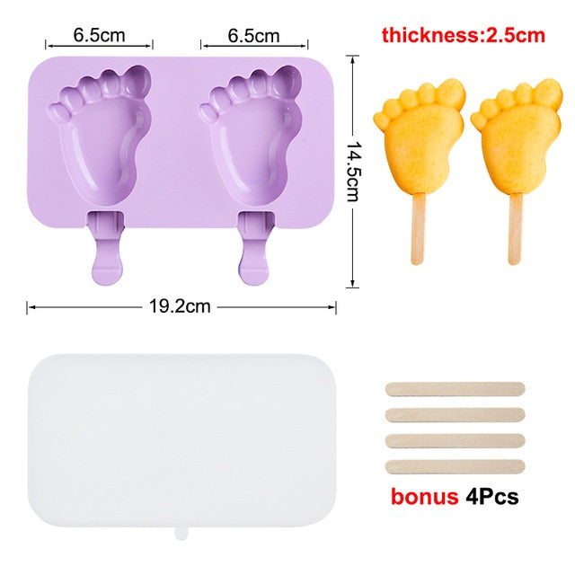 Cute Ice Cream Mold Silicone Popsicle Mold Reusable BPA-Free Ice Pop Mold