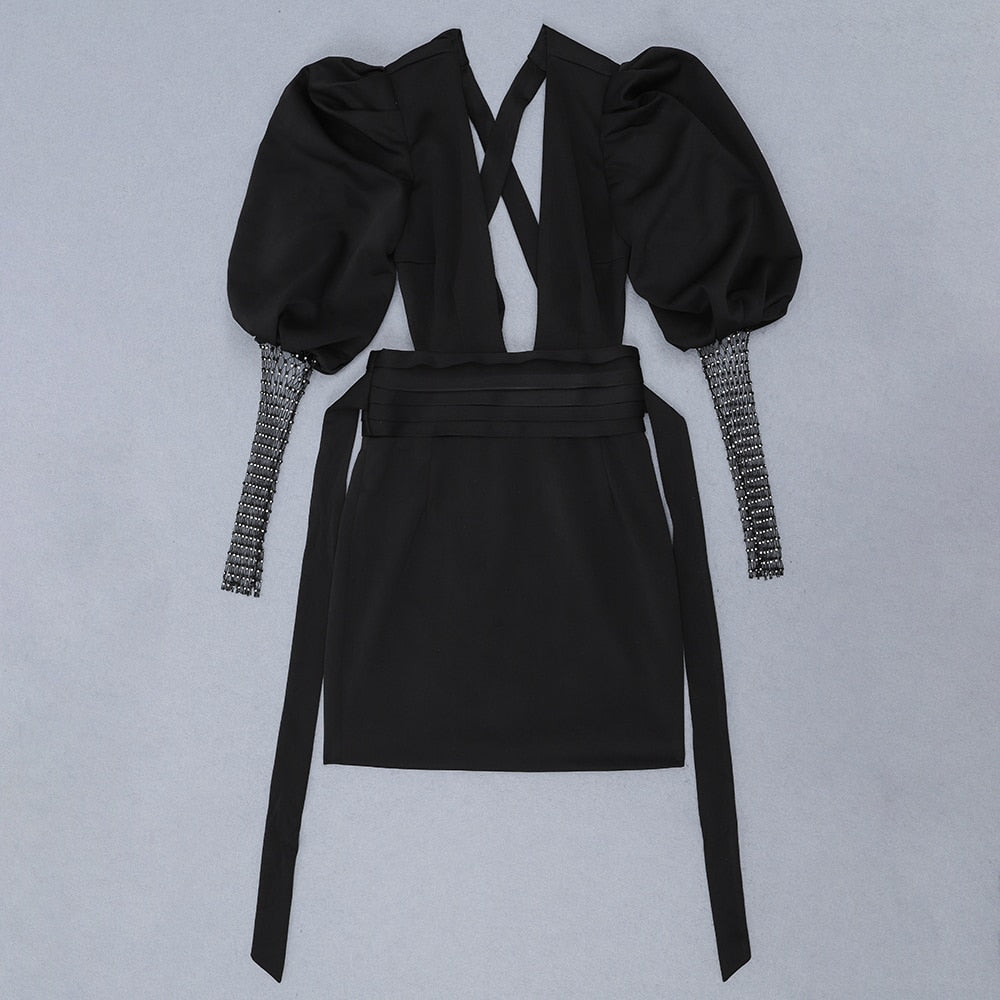 Vestido blanco ceñido para mujer, vestido Sexy de verano de Vestido de fiesta de manga larga, negro y rojo con escote en v profundo, Espalda descubierta, trajes de noche para discoteca