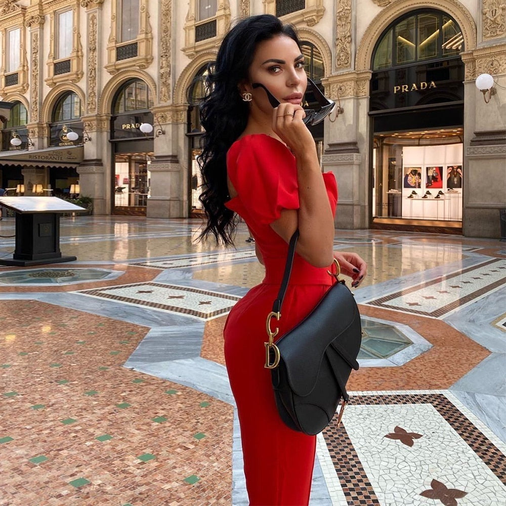 Sexy Off Shoulder Party Jumpsuit 2021 One Piece Red Bodycon Jumpsuit Club Outfits