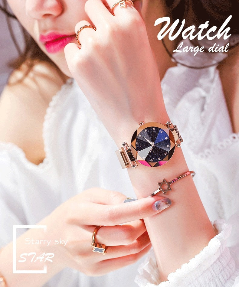 Luxury Women Watches - Magnetic Starry Sky Clock