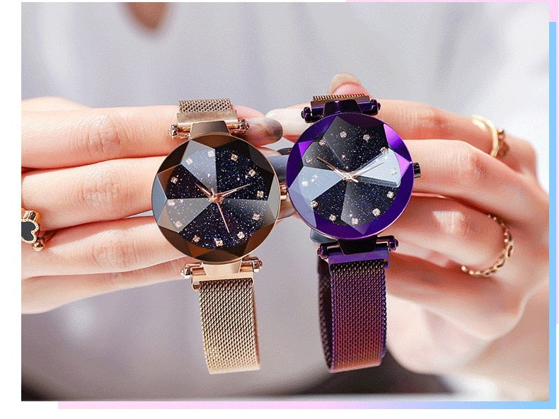 Luxury Women Watches - Magnetic Starry Sky Clock