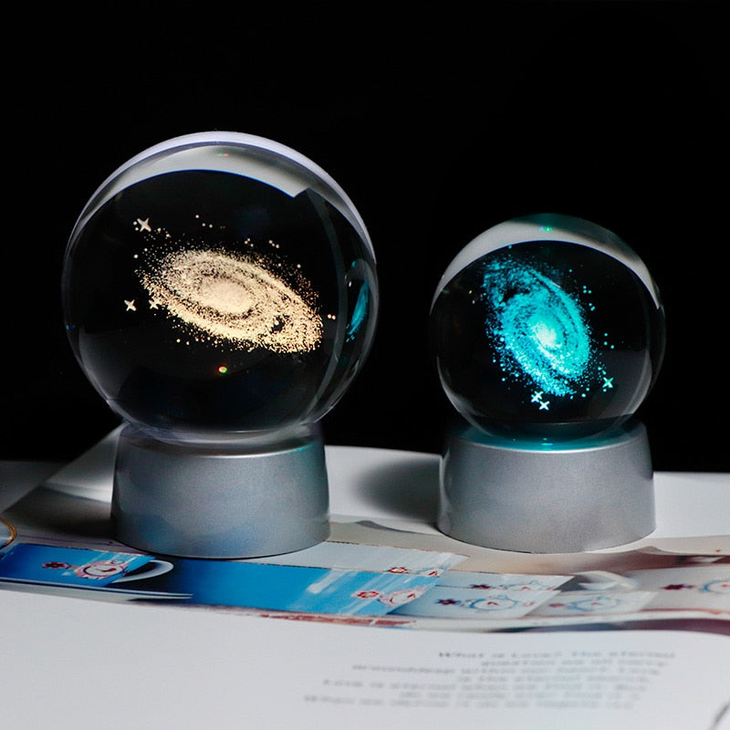 Esfera de cristal con grabado láser 3D para decoración del hogar, esferas de cristal de de galaxia