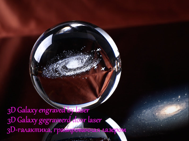 Esfera de cristal con grabado láser 3D para decoración del hogar, esferas de cristal de de galaxia