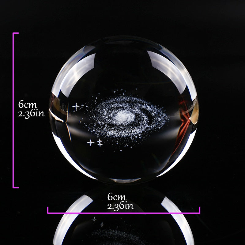 Globe Galaxy Miniatures Crystal Ball 3D Laser Engraved Quartz