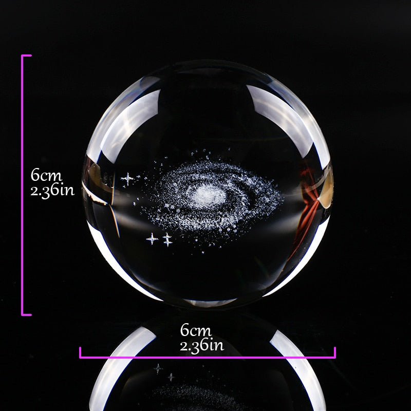 Esfera de cristal con grabado láser 3D para decoración del hogar, esferas de cristal de de galaxia