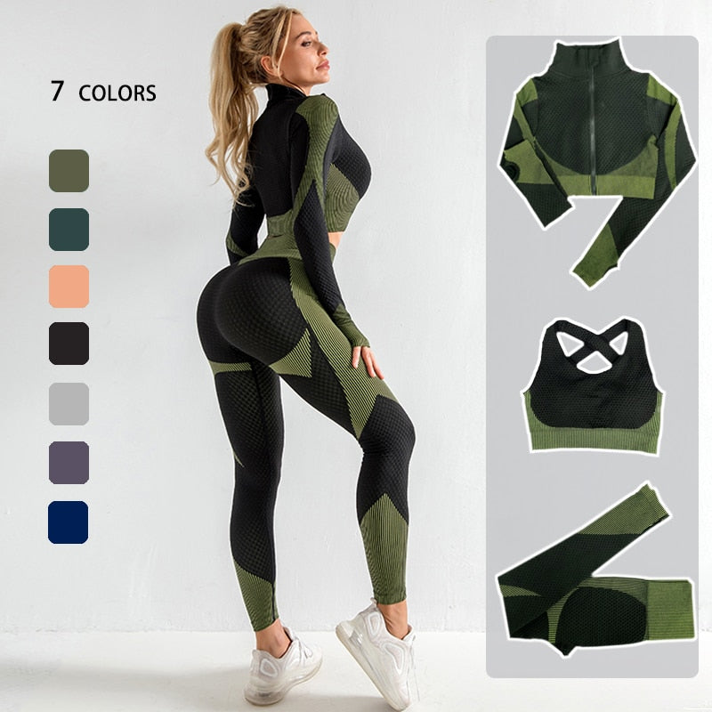 Seamless Yoga Sets Female Sport Gym suits Wear Running Clothes Fitness Sport
