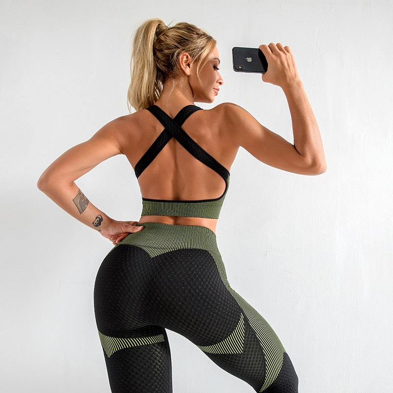 Seamless Yoga Sets Female Sport Gym suits Wear Running Clothes Fitness Sport