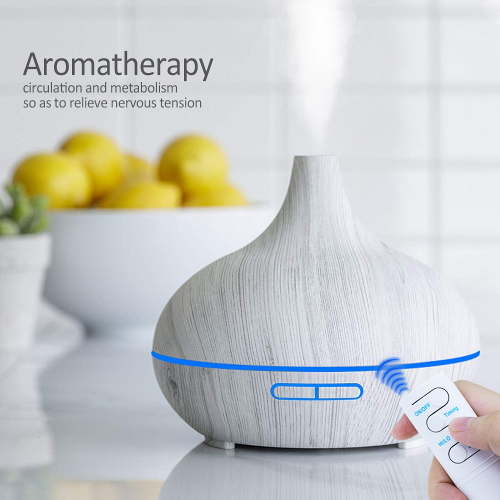 Difusor de aceite esencial de 550ml, humidificador de aire aromático a control remoto, máquina de niebla ultrasónica eléctrica de aromaterapia para casa