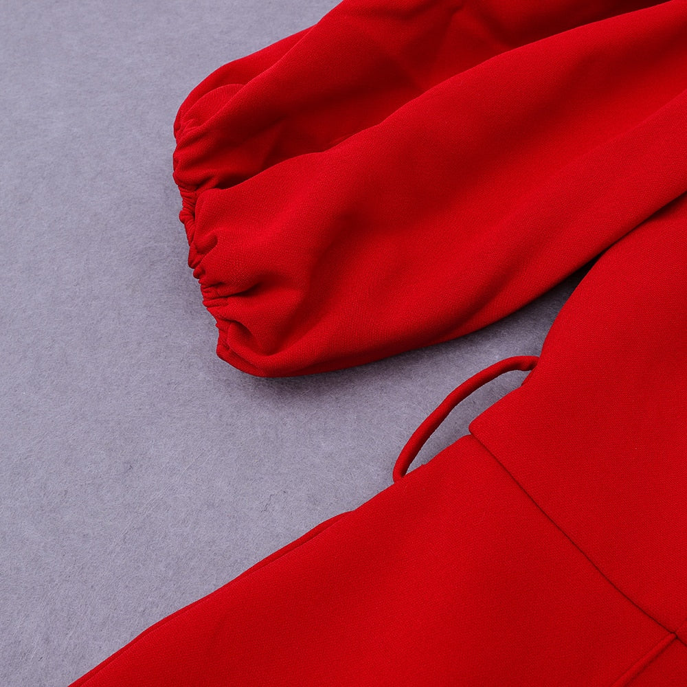 Mono Sexy de fiesta con hombros descubiertos para mujer, mono ajustado rojo de una pieza, trajes de Club