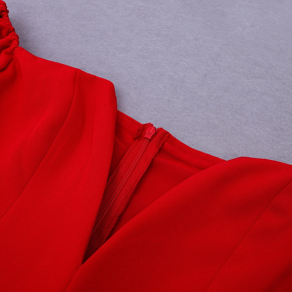 Mono Sexy de fiesta con hombros descubiertos para mujer, mono ajustado rojo de una pieza, trajes de Club