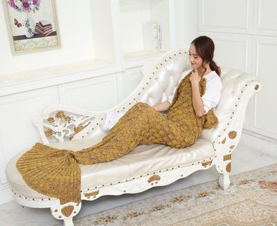 Soft Knitted Mermaid Tail Blanket Crochet Handmade Sleeping Bag