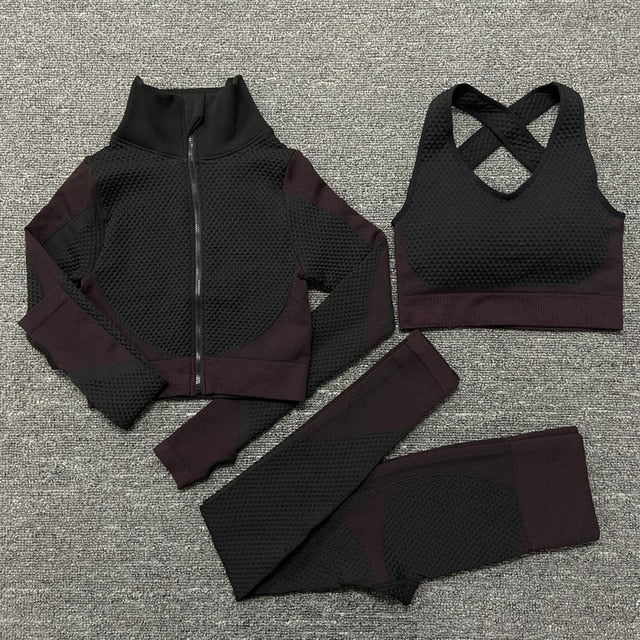 Seamless Yoga Sets Female Sport Gym suits Wear Running Clothes Fitness Sport