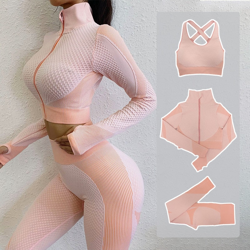 Seamless Yoga Sets Female Sport Gym suits Wear Running Clothes Fitness Sport