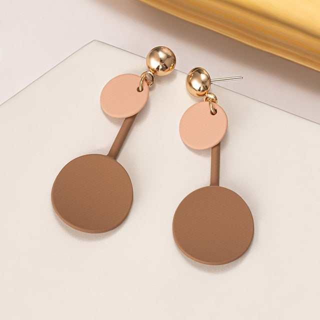 New Korean Earrings for Women Brown Acrylic Geometric Dangle Drop Gold Earing