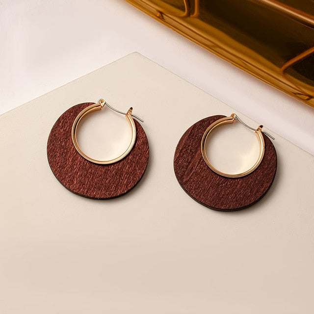 New Korean Earrings for Women Brown Acrylic Geometric Dangle Drop Gold Earing